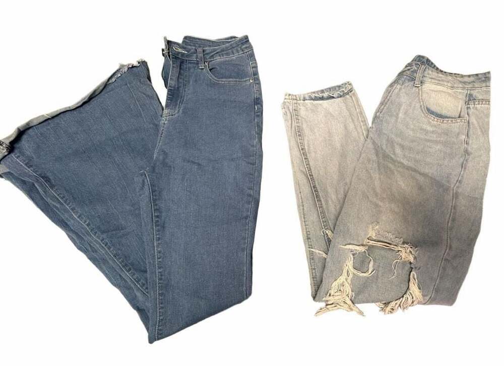 SHEIN Women Blue High Waisted Flare Denim Jeans Medium Set of Two